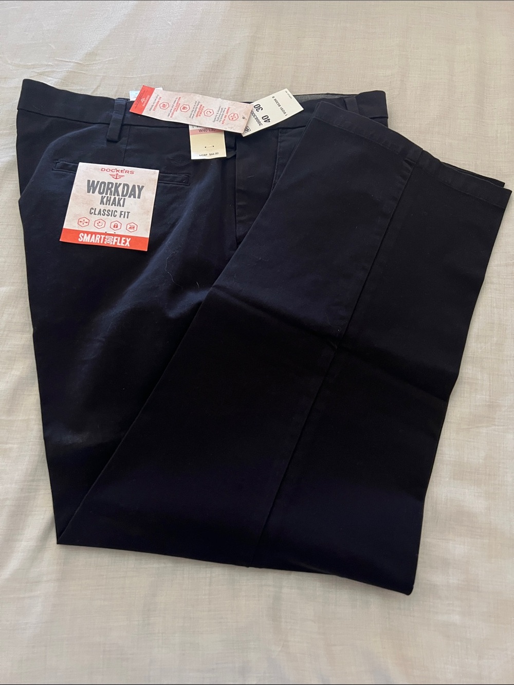 NWT $66 Dockers Workday Chino Pants- Black 40x30